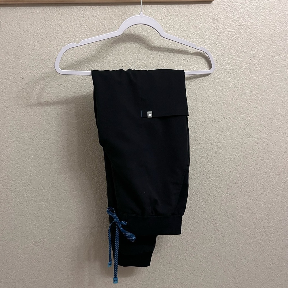 Fabletics Black Joggers with Blue Accents